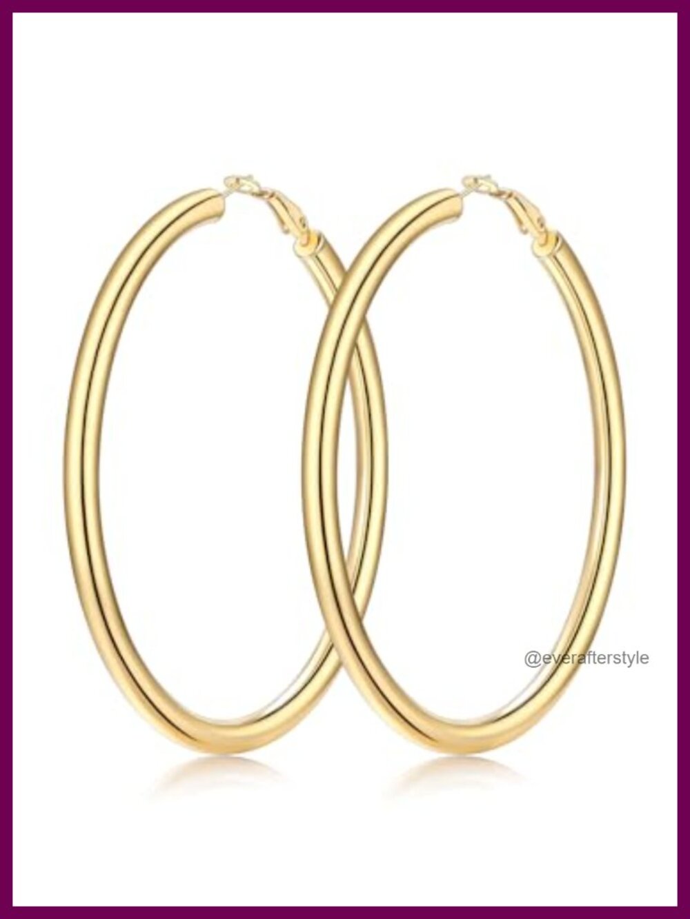 Chunky Stainless Steel Hoop Earrings 14K Gold Plated Hinged Hoop